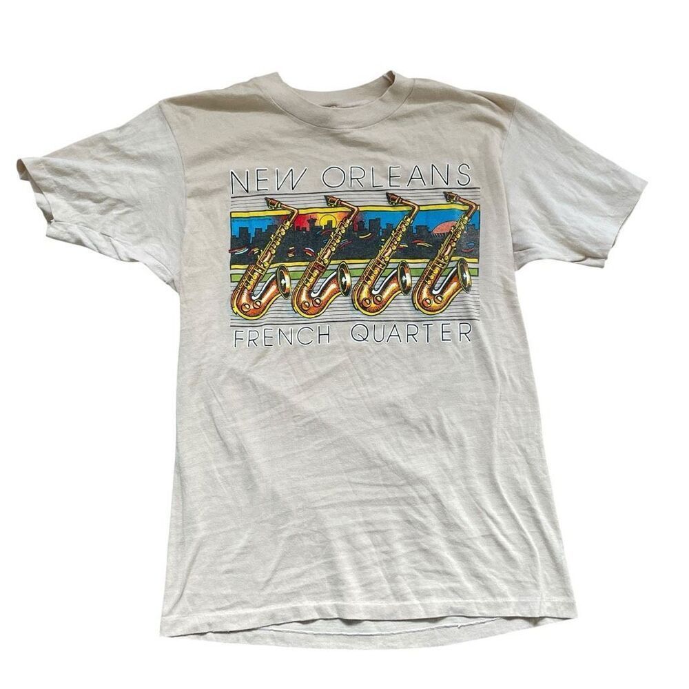 Vintage New Orleans Graphic Tee Single Stitch T-Shirt French Quarter Made in USA